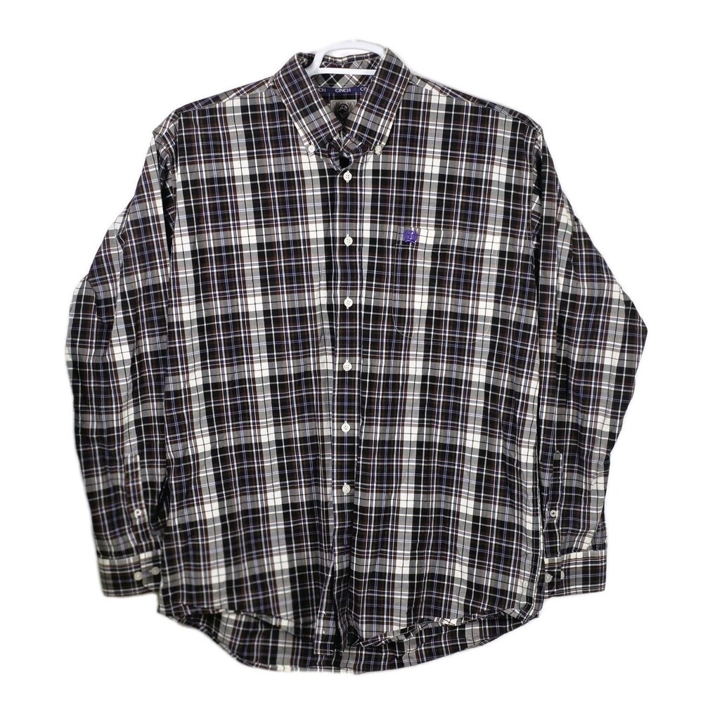 Cinch‎ Men’s Medium Plaid Multicolor Long Sleeve Button Up Shirt